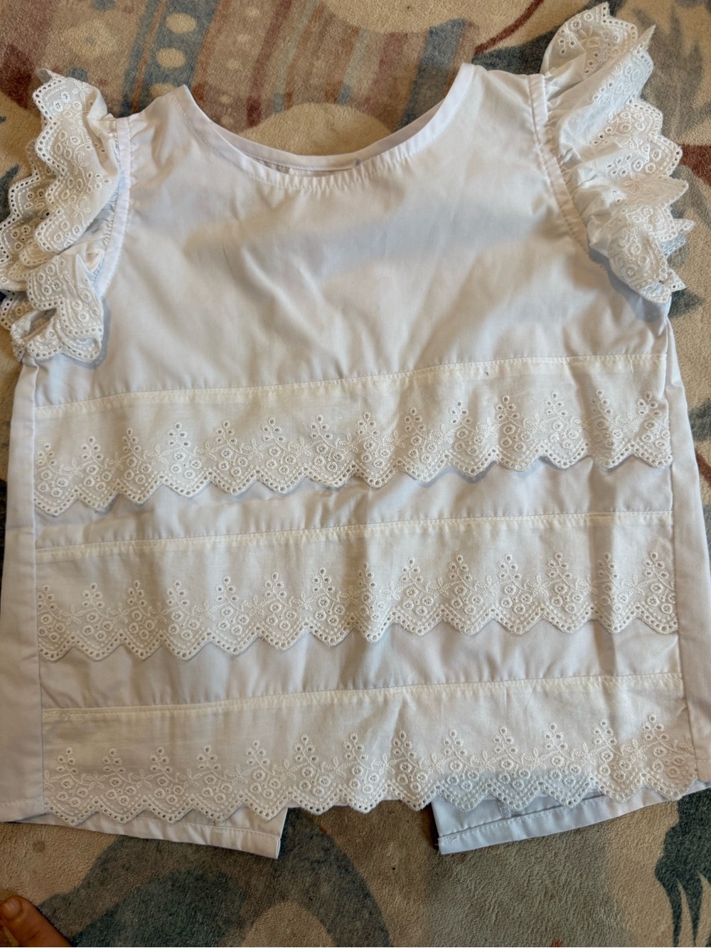 The Beaufort Bonnet Company White Eyelet Ruffle Sleeve Top